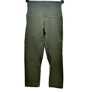 Lululemon Women Size 0 Flux Olive Green Wunder Under HR Crop Leggings